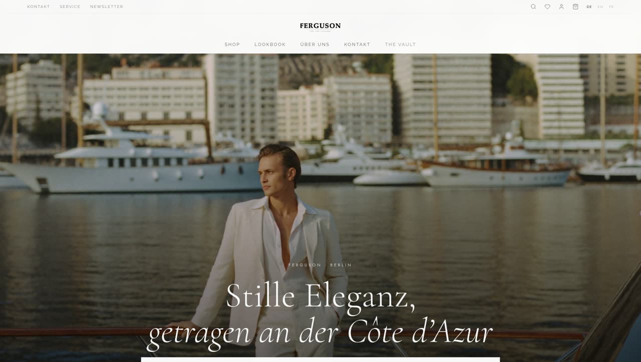 Ferguson — Luxus-Fashion-Markenauftritt aus Berlin (Riviera-Editorial)